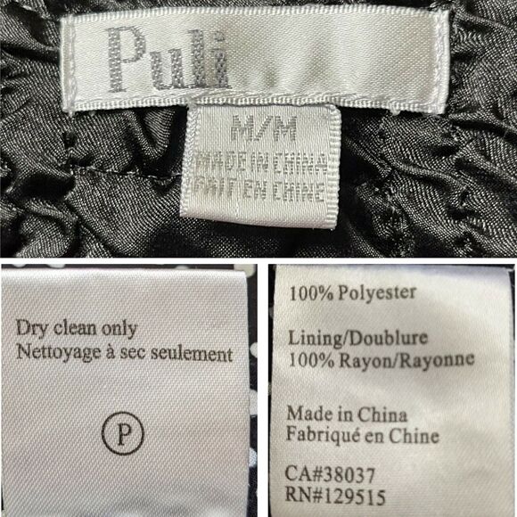 PULI Women Black Jacket Size M Textured Full-Zip and Buttons, Waist Tie, Pockets - Picture 12 of 12